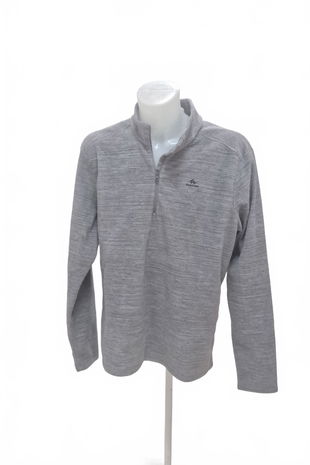 Pánská mikina Quechua bez potisku, barva šedá, velikost 2XL