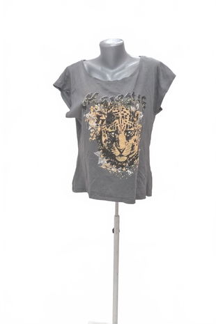 Dámske tričko Laura Torelli s potlačou, farba sivá, veľkosť M
