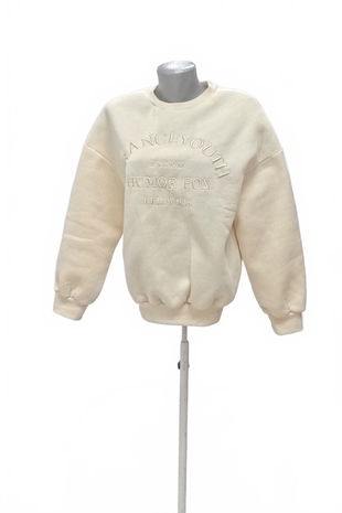 Dámska mikina Shein s potlačou, farba béžová, veľkosť 38