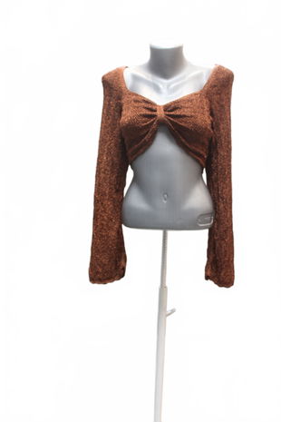 Dámske tričko River Island bez potlače, farba hnedá, veľkosť 44