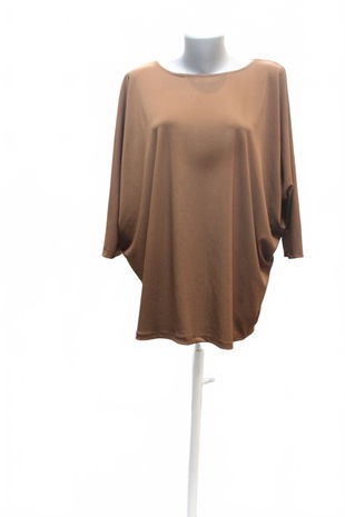 Dámske tričko New Collection bez potlače, farba hnedá, veľkosť L