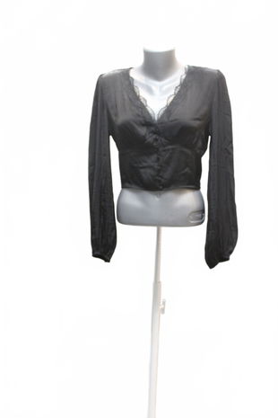 Dámske tričko Stradivarius bez potlače, farba čierna, veľkosť M