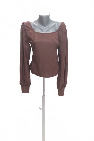 Dámske tričko Shein bez potlače, farba hnedá, veľkosť 40