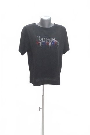 Dámske tričko Lee Cooper s potlačou, farba čierna, veľkosť S