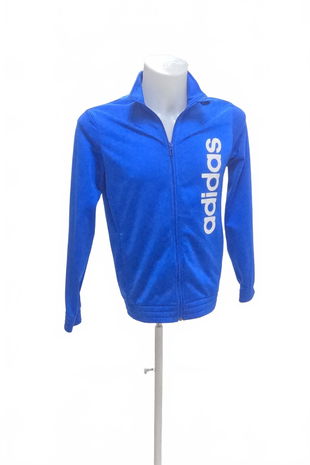 Chlapčenská mikina Adidas s potlačou, farba modrá, veľkosť 158