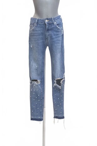 Dámske nohavice Pull&Bear, farba denim, veľkosť 36