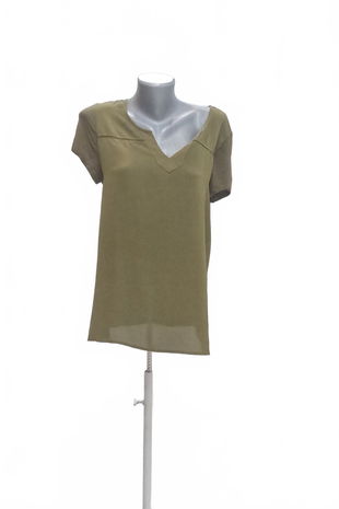 Dámske tričko Camaieu bez potlače, farba khaki, veľkosť L