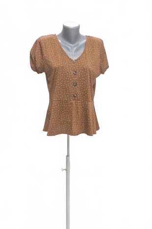 Dámské tričko Camaieu bez potisku, barva hnědá, velikost XL