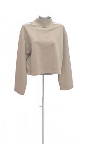 Dámská mikina Amisu bez potisku, barva béžová, velikost XL