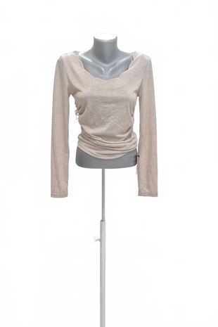 Dámske tričko Shein bez potlače, farba béžová, veľkosť 38