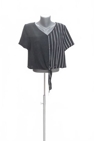 Dámske tričko Shein bez potlače, farba pruhovaná, veľkosť 40