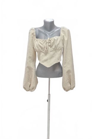 Dámske tričko Shein bez potlače, farba béžová, veľkosť M