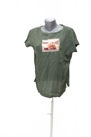 Dámske tričko Beloved s potlačou, farba khaki, veľkosť L