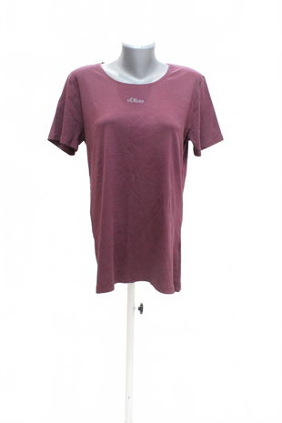 Dámské tričko S.oliver bez potisku, barva bordó, velikost 46