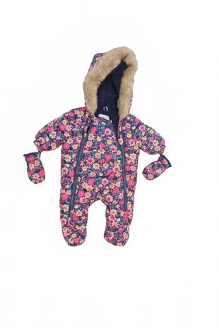 Dievčenská zimná kombinéza F&F, farba kvetovaná, veľkosť 0-1 m