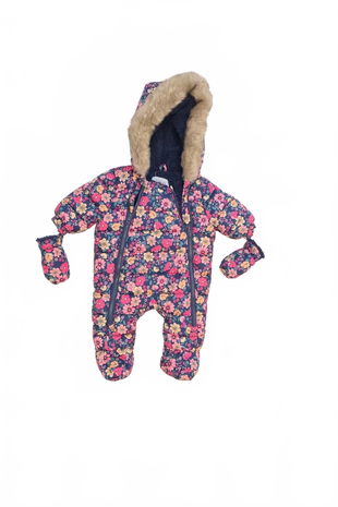 Dievčenská zimná kombinéza F&F, farba kvetovaná, veľkosť 2-3 m