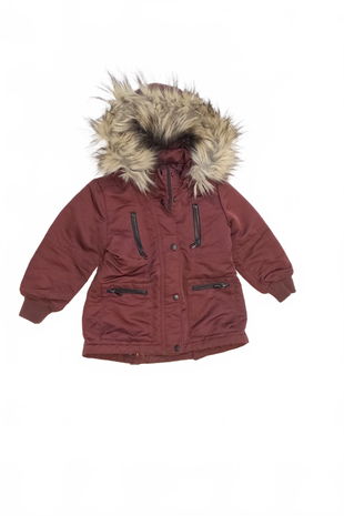 Dievčenská zimná bunda H&M, farba bordó, veľkosť 104