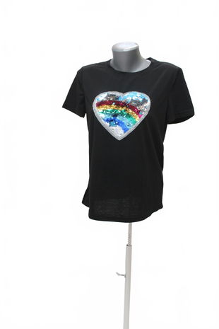 Dámske tričko Shein s potlačou, farba čierna, veľkosť S