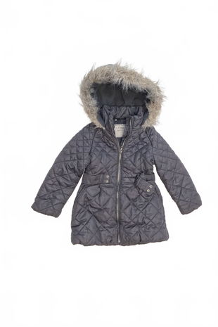 Dievčenská zimná bunda Next, farba sivá, veľkosť 3-4 r