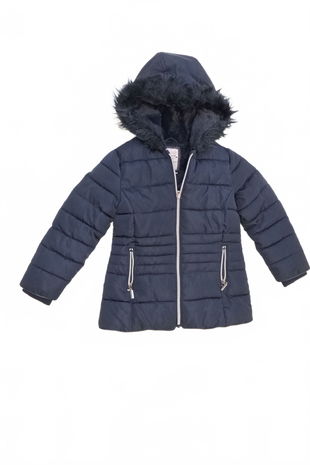 Dievčenská zimná bunda F&F, farba modrá, veľkosť 6-7 r