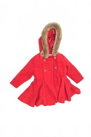 Dievčenský zimný kabát F&F, farba červená, veľkosť 18-24 m