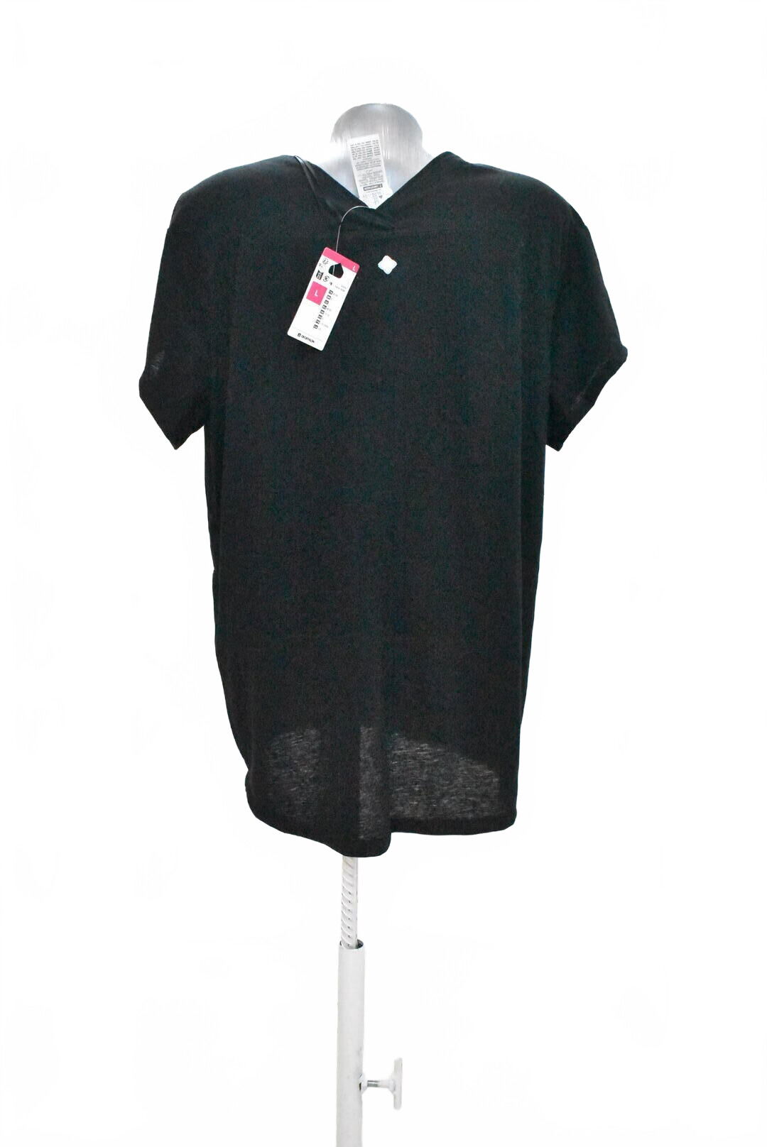 Dámske tričko Decathlon bez potlače, farba čierna, veľkosť L