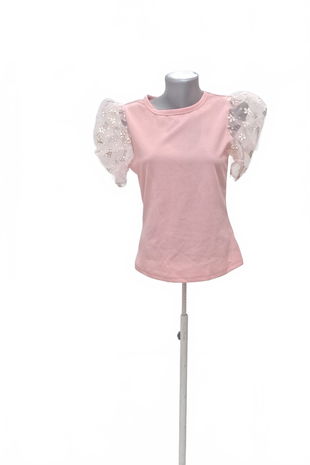 Dámske tričko Shein bez potlače, farba ružová, veľkosť L