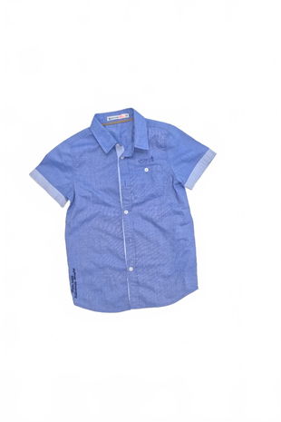 Chlapčenská košeľa s krátkym rukávom Glo Story, farba modrá, veľkosť 128