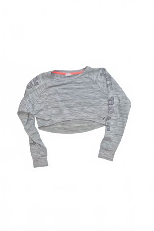 Dievčenské tričko H&M s potlačou, farba sivá, veľkosť 134