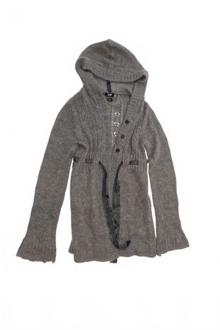 Dievčenský sveter H&M, farba sivá, veľkosť 146