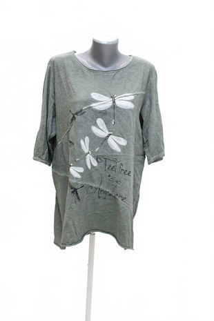 Dámske tričko Made In Italy s potlačou, farba khaki, veľkosť L