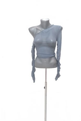 Dámske tričko Shein bez potlače, farba modrá, veľkosť XS