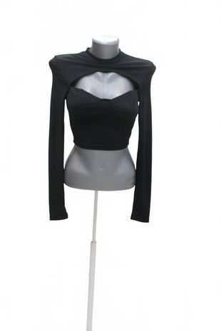 Dámske tričko Shein bez potlače, farba čierna, veľkosť 34