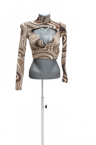 Dámske tričko Amisu bez potlače, farba vzorovaná, veľkosť 2XS