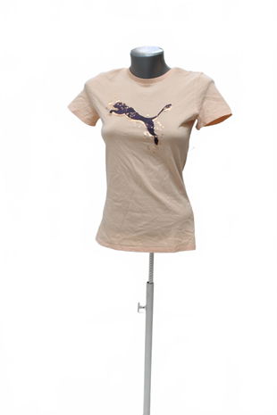 Dievčenské tričko Puma s potlačou, farba béžová, veľkosť 164