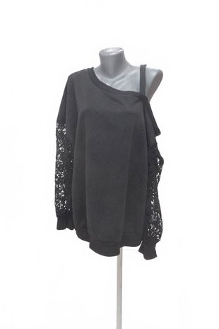 Dámská mikina Shein bez potisku, barva černá, velikost 4XL