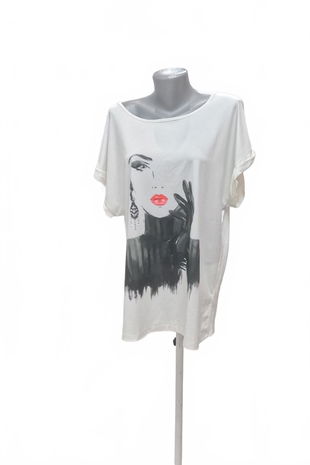 Dámske tričko Bodyflirt s potlačou, farba biela, veľkosť L