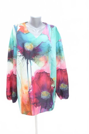 Damen -T-ShirtSheinohne Aufdruck,farbegeblümt,größe4XL