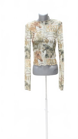 Damen -T-ShirtCroppohne Aufdruck,farbegemustert,größeS