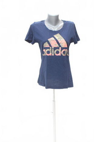 Damen -T-ShirtAdidasmit Aufdruck,farbeblau,größeS