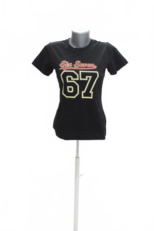 Damen -T-ShirtMalfinimit Aufdruck,farbeschwarz,größeS