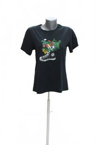 Damen -T-ShirtConversemit Aufdruck,farbeschwarz,größeM