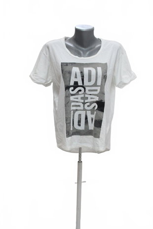 Damen -T-ShirtAdidasmit Aufdruck,farbeweiss,größeM