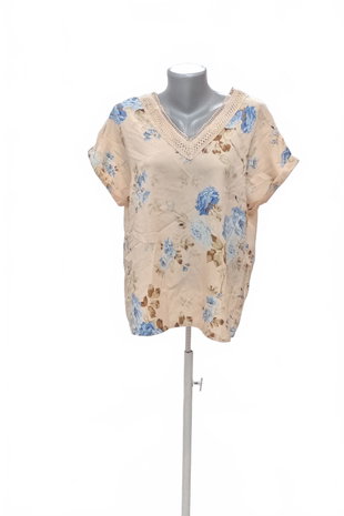 Damen -T-ShirtSheinohne Aufdruck,farbegeblümt,größeL