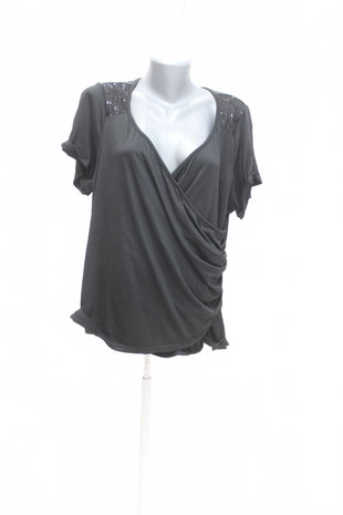 Damen -T-ShirtSheinohne Aufdruck,farbeschwarz,größe3XL