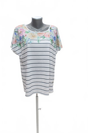 Damen -T-ShirtKixmiohne Aufdruck,farbegeblümt,größe2XL