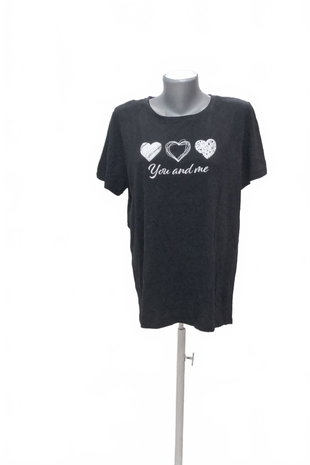 Damen -T-ShirtSinsaymit Aufdruck,farbeschwarz,größe2XL