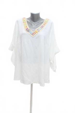 Damen -T-ShirtSheinohne Aufdruck,farbeweiss,größe2XL