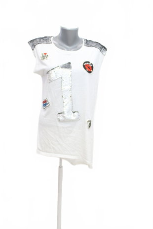Damen -T-ShirtGenesismit Aufdruck,farbeweiss,größeL