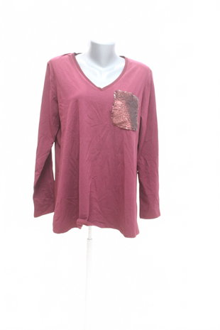 Damen -T-ShirtLiu – Joohne Aufdruck,farbebordo,größeL
